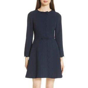 Ted Baker London Womens Crew Neck Dainty Bows Scalloped A-Line Dress Size 2/US 6